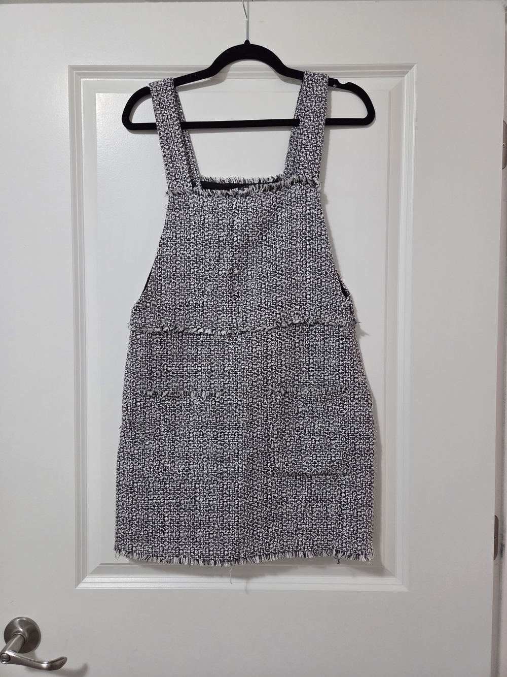 Forever 21 Black & White Tweed Pinafore Mini Dress